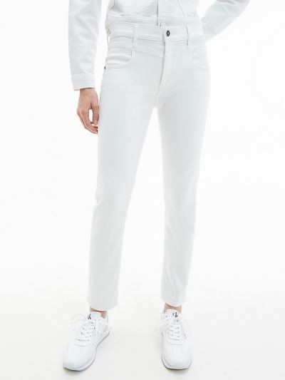 Calvin Klein Ruhák HU610154 | Calvin Klein Mid Rise Slim Női Farmernadrág Fehér